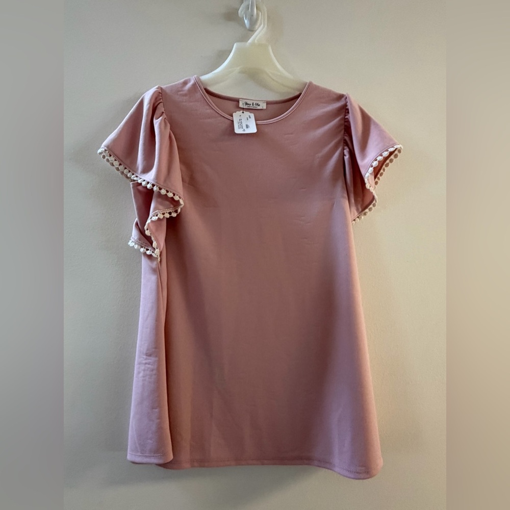 Pink Ruffle Sleeve Blouse